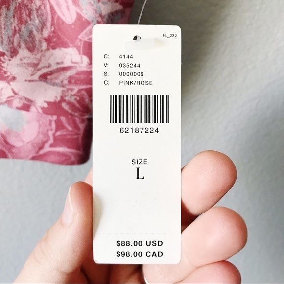 Anthropologie Daily Practice Allie Sports Bra Floral Size L Scalloped Pink NWT - Picture 11 of 13